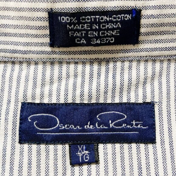OSCAR DE LA RENTA Navy blue short-sleeve button-down shirt ~ Men's XL 1X XXL 2X - Picture 2 of 10